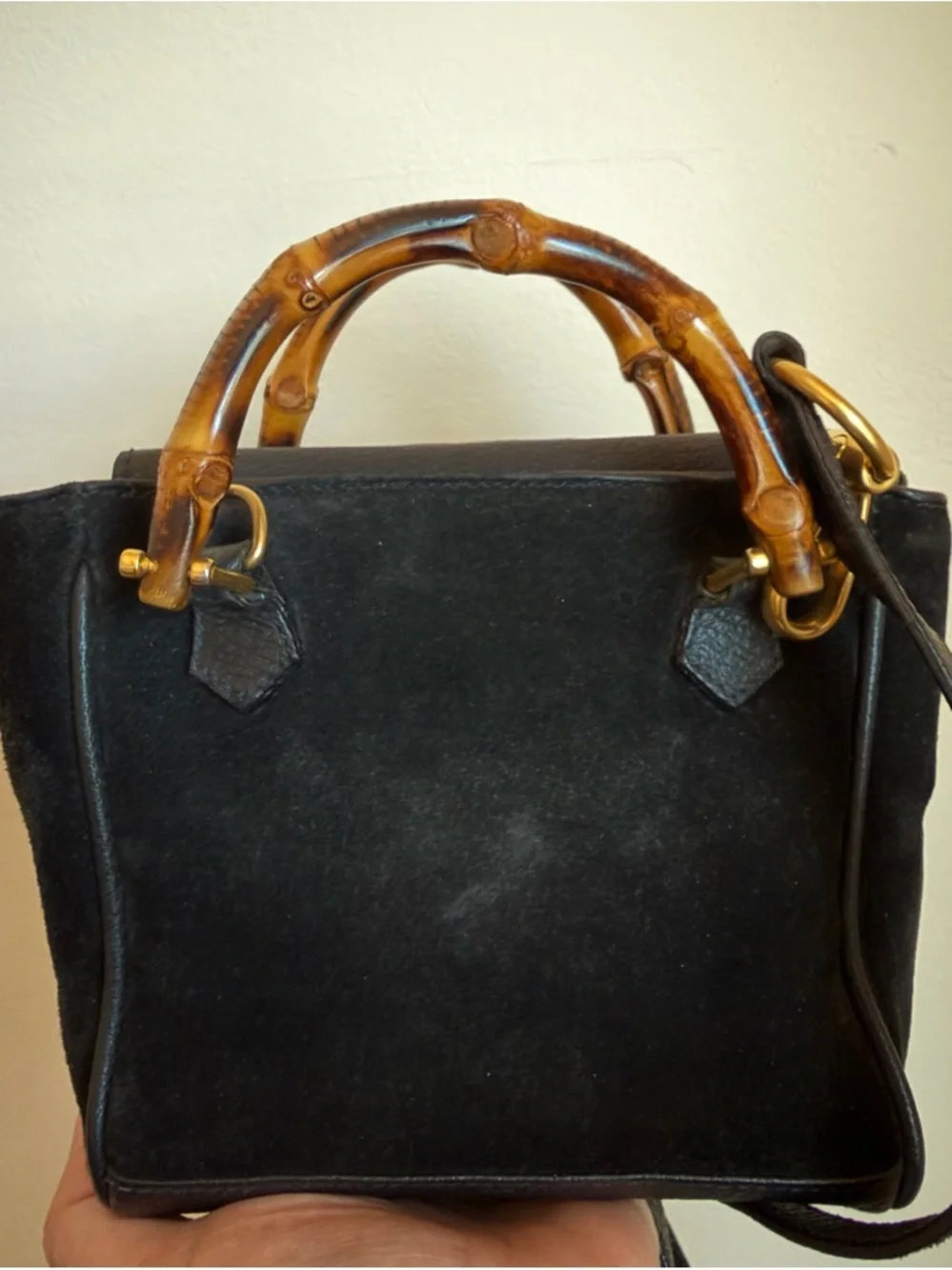 Gucci Black Suede Mini Bamboo Two-Way Bag - Picture 3 of 11
